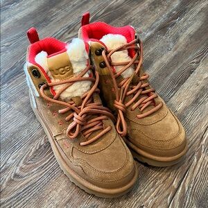 UGG Tan and Bright Red Boots